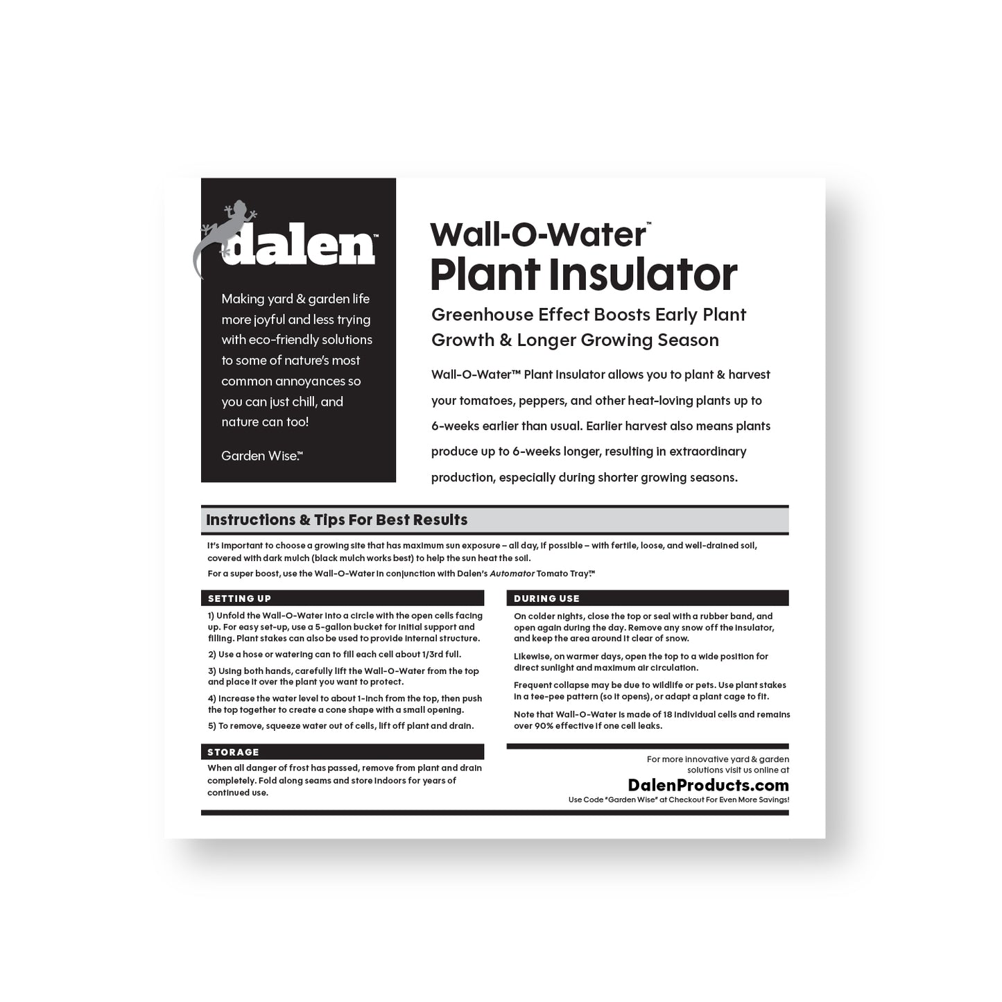 Dalen Wall-O-Water Season Starter 18in Mini Greenhouse Plant Protector