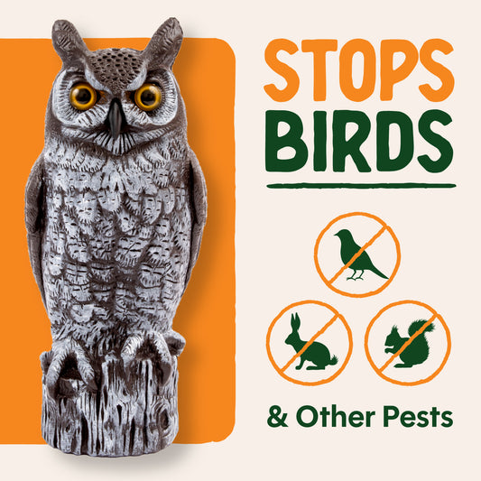 Dalen 16in Great Horned Owl Decoy Hand-Painted Bird & Pest Deterrent