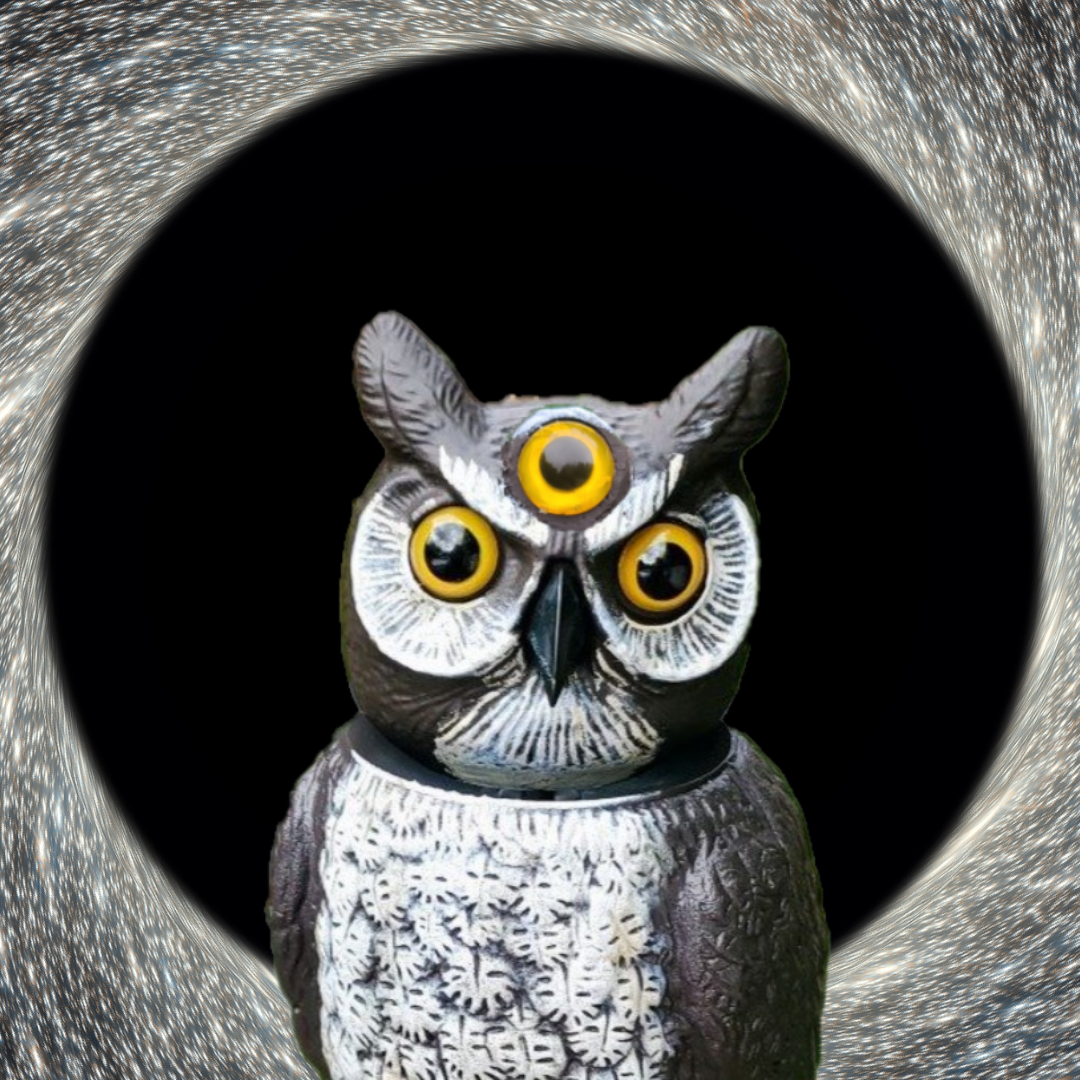 three eyed astral owl scarecrow