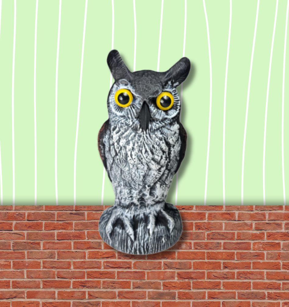 Baby Scarecrow Owl - 10.6" Great Horned Owlet Decoy