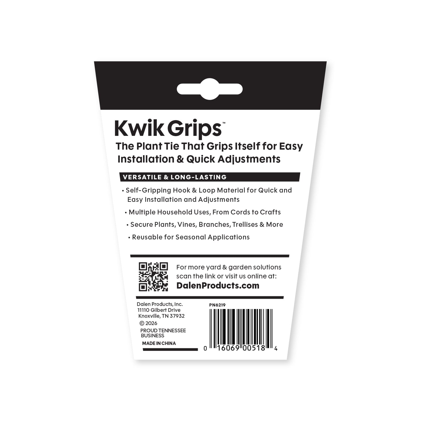 Dalen Kwik Grips Velcro Plant Ties, 25 ft Roll, Adjustable Reusable Garden Ties