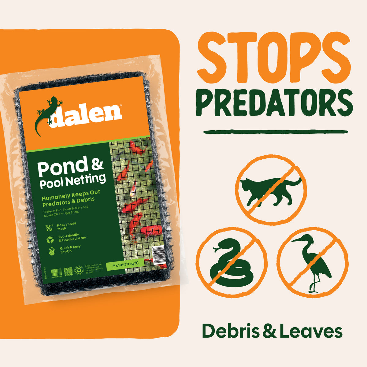 Heavy-Duty Pond & Pool Netting, Floating & Reusable Fish & Debris Protection Cover, by Dalen Products