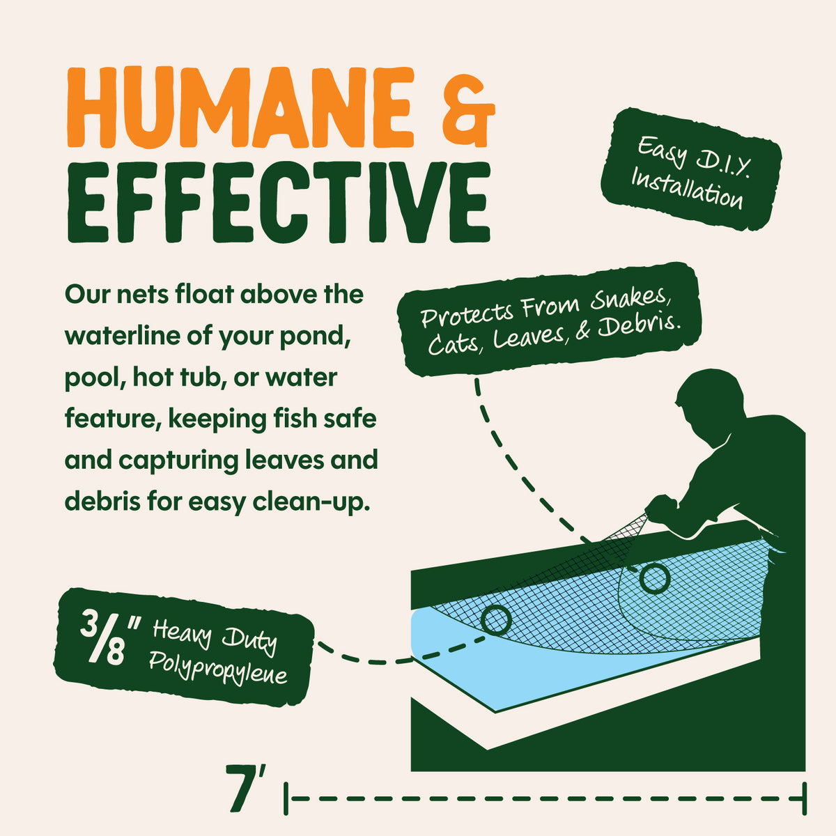 Heavy-Duty Pond & Pool Netting, Floating & Reusable Fish & Debris Protection Cover, by Dalen Products