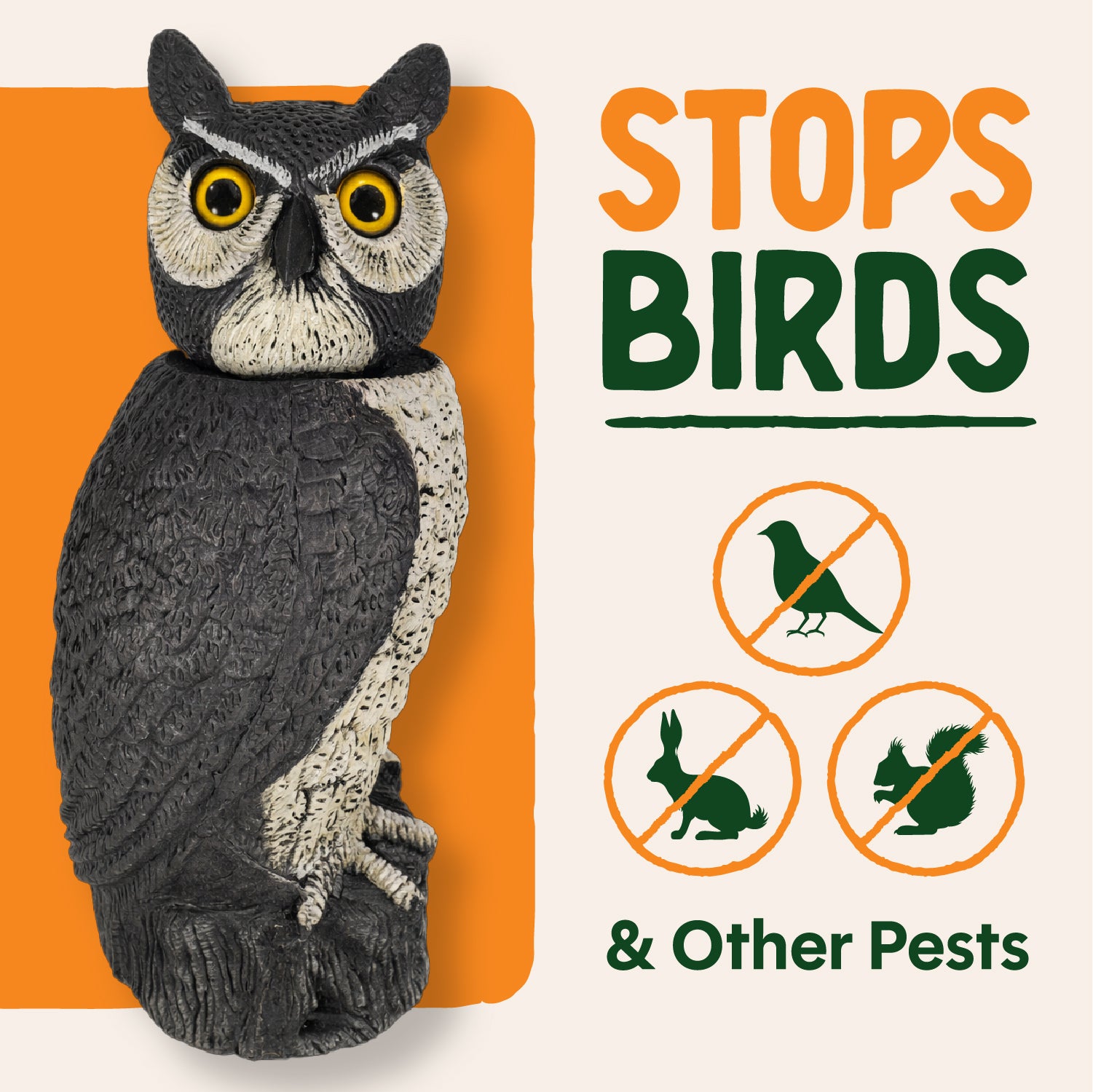 Dalen 18in Sol-R Solar & Wind-Powered Owl Decoy Bird Deterrent