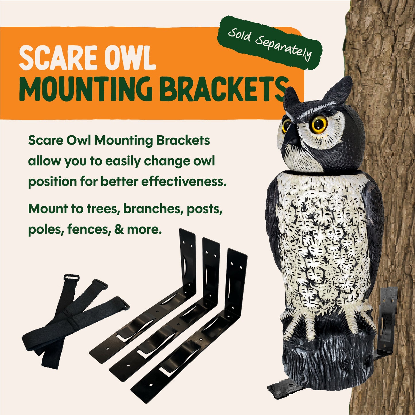 Dalen 18in Sol-R Solar & Wind-Powered Owl Decoy Bird Deterrent