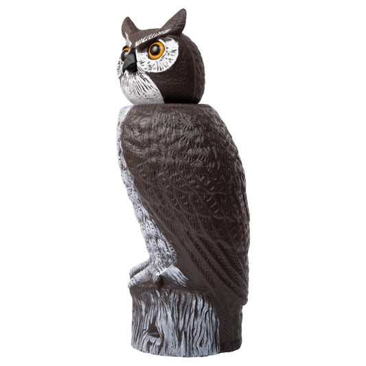 Rotating Head Owl Decoy, 18", Lifelike 360° Natural Enemy Scarecrow Bird, by Dalen Products