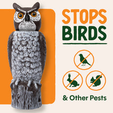 Dalen 18in Rotating Head Great Horned Owl Decoy Chemical-Free Bird Deterrent