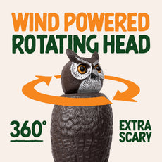 Dalen 18in Rotating Head Great Horned Owl Decoy Chemical-Free Bird Deterrent