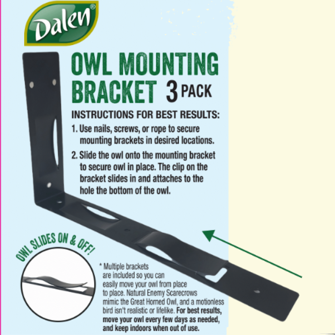 Owl Mounting Brackets for securing and repositioning Fake Scare Owls