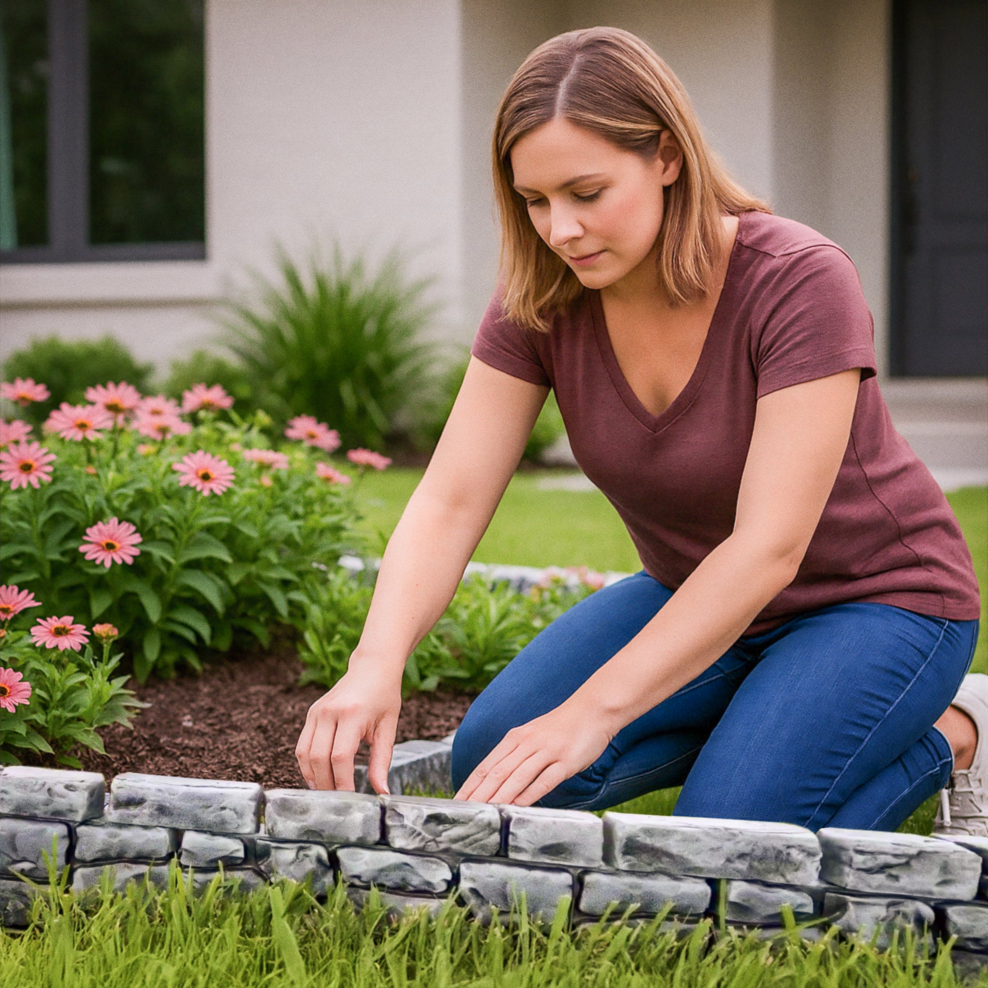 StoneWall Border Realistic 10ft Landscape & Garden 3D Edging - Easy & Flexible Set-Up