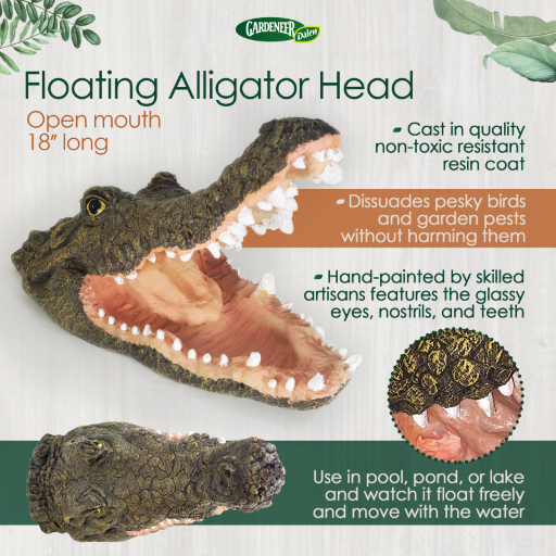 Dalen Floating Alligator Head Decoy Hand-Painted Pond & Pool Bird Deterrent