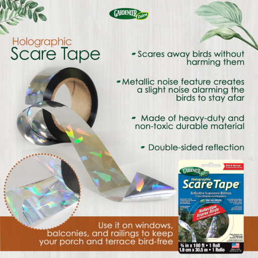 Holographic Scare Tape - 100 Ft. Full Spectrum Ribbons for Frightening &amp; Protecting Birds