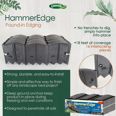 HammerEdge Durable Garden Border Edging - 18 Feet, Easy No-Dig DIY