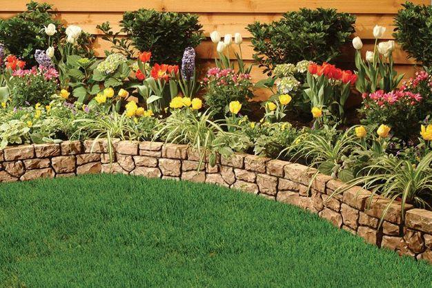 StoneWall Border Realistic Landscape &amp; Garden Edging - 10 Feet