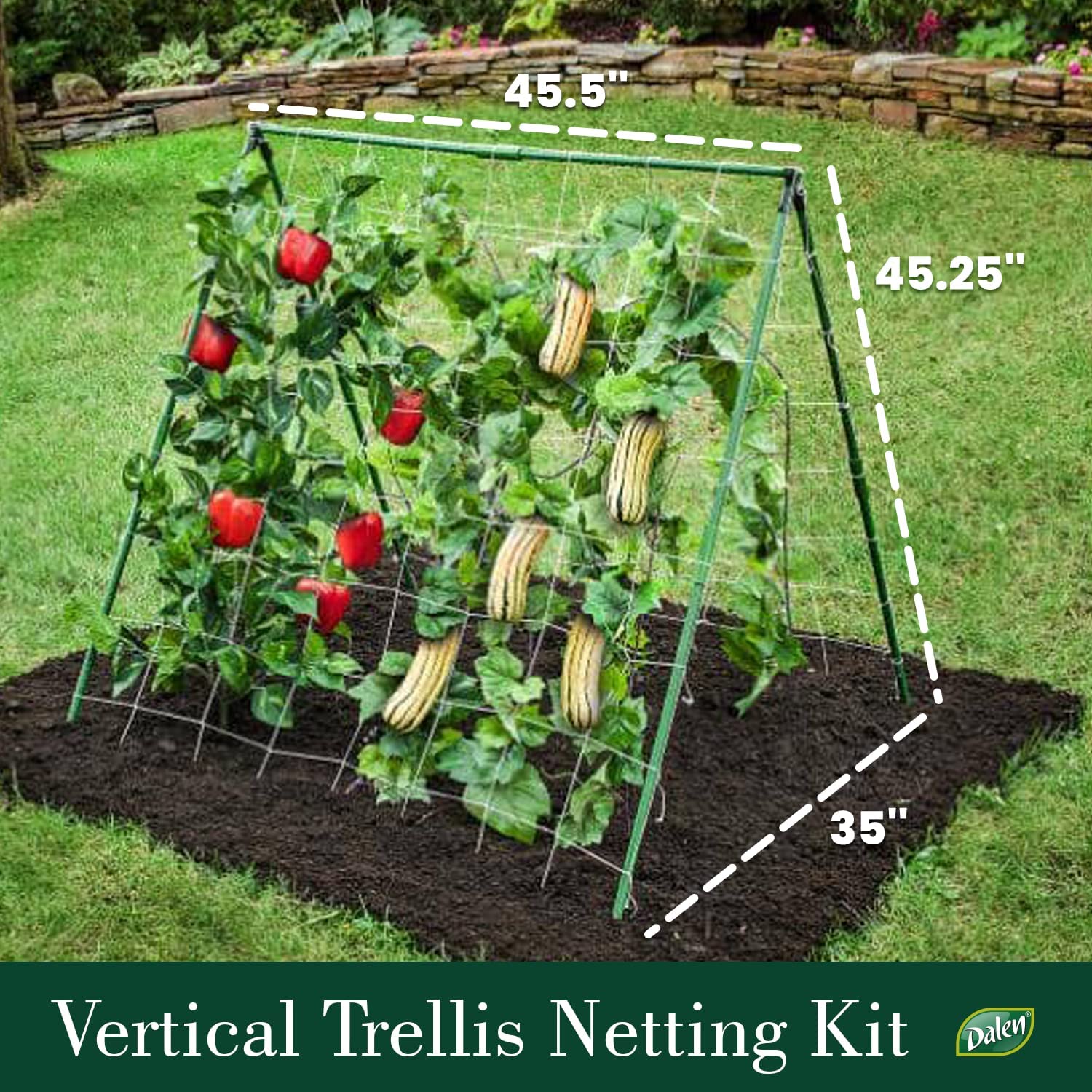 Trellis Netting Kit for Vertical Gardening – Tangle Free Nylon - 5/8 in Pole Structure - Includes Poles & Connectors